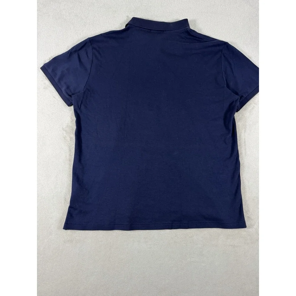 Polo Ralph Lauren Custom Slim Fit Polo Shirt Mens XL Blue Cotton Mesh Brown Pony